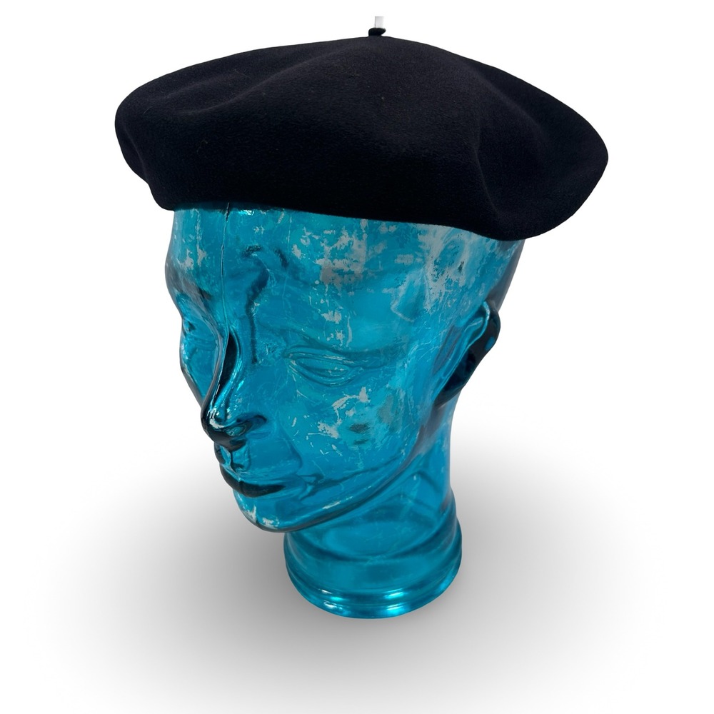 Hoquy Beret De Luxe Black Pure Wool Made in France Waterproof Vintage Hat